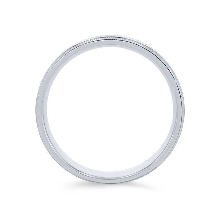Hammered Milgrain 7mm Wedding Band In White Gold 14K