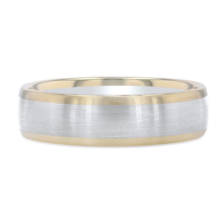 White And Yellow Gold 14K Two Tone Matte 6mm Wedding Band