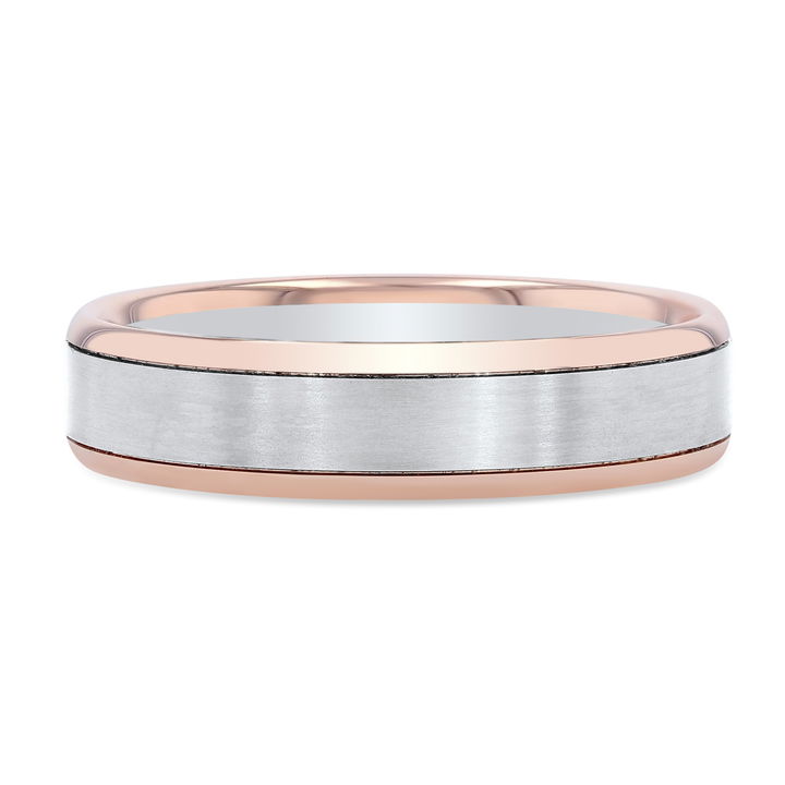 White And Yellow Gold 14K Matte Polished Edge 5.5mm Wedding Band