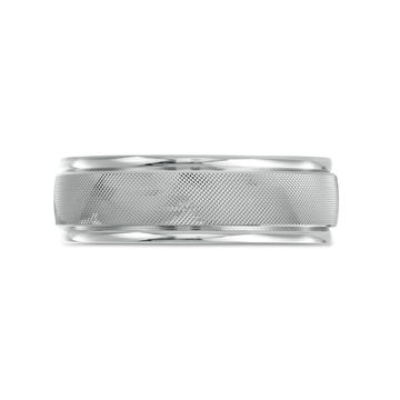 Bead Textured 7mm Wedding Band In White Gold 14K