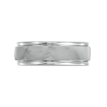 Bead Textured 7mm Wedding Band In White Gold 14K
