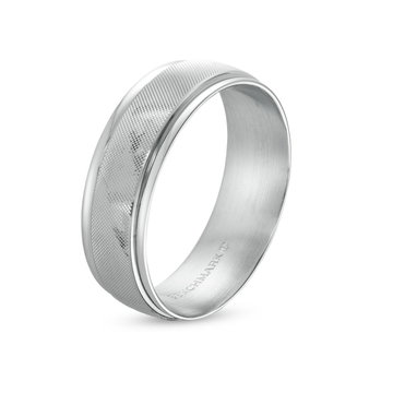 Bead Textured 7mm Wedding Band In White Gold 14K