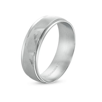 Bead Textured 7mm Wedding Band In White Gold 14K