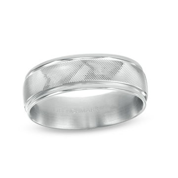 Bead Textured 7mm Wedding Band In White Gold 14K