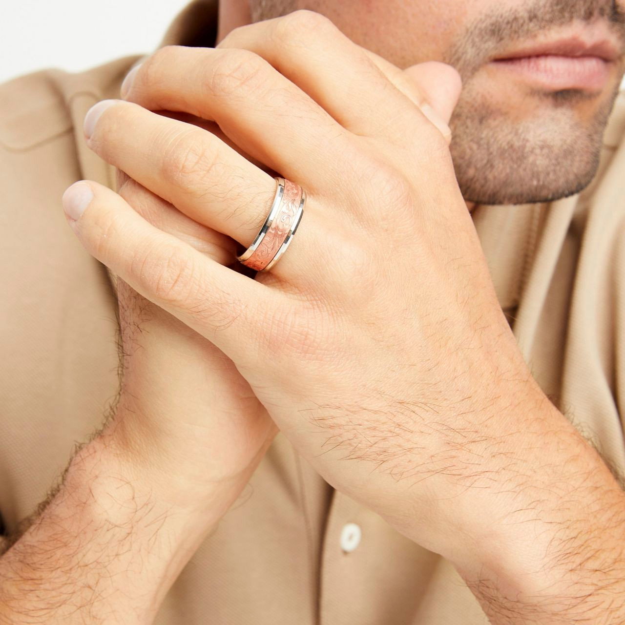 Carved Filigree 8mm Wedding Band 1