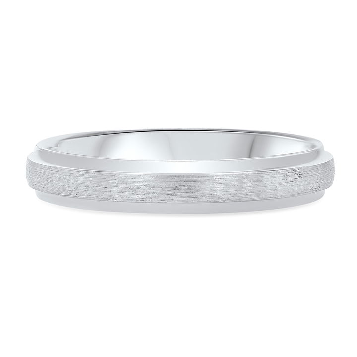 Platinum Matte Bevel Edge 4mm Wedding Band