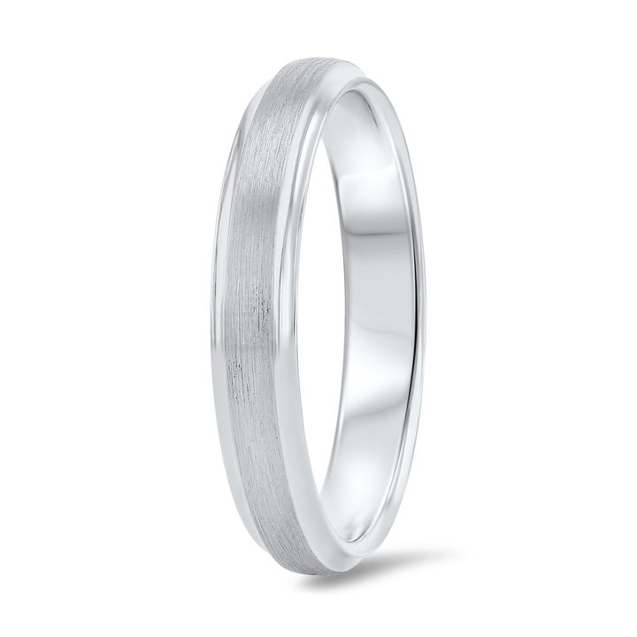 Platinum Matte Bevel Edge 4mm Wedding Band