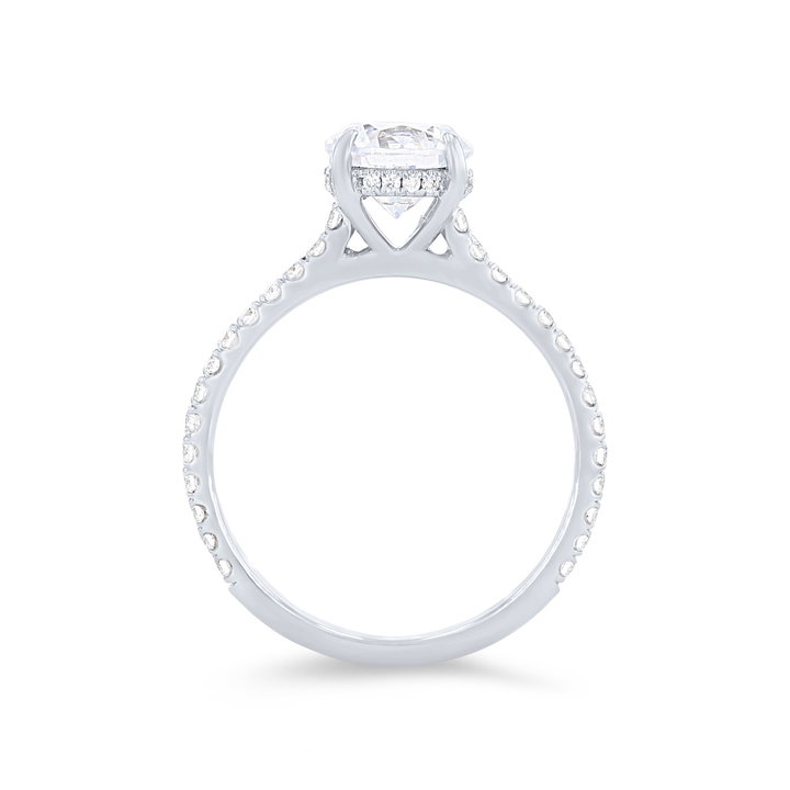 Michael M. Crown Hidden Halo Cathedral Engagement Setting In White Gold 18K
