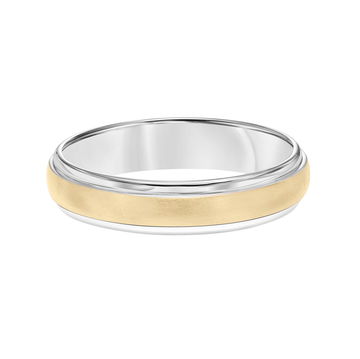 Matte Polished Edge 5mm Wedding Band In White Gold 14K