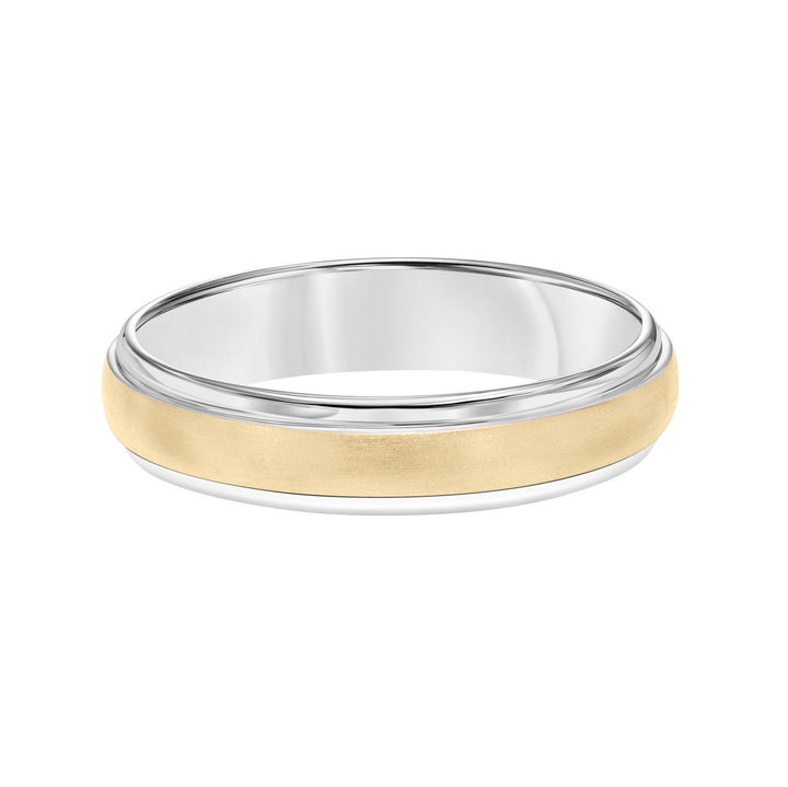 White Gold 14K Matte Polished Edge 5mm Wedding Band