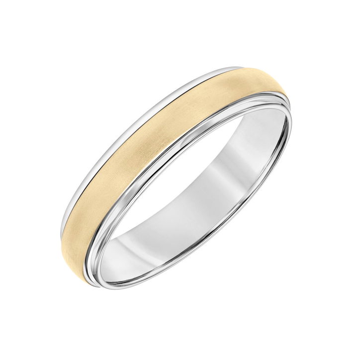 White Gold 14K Matte Polished Edge 5mm Wedding Band
