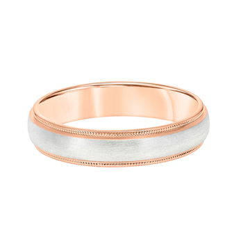 Matte Milgrain Edge 5mm Wedding Band In White Gold 14K