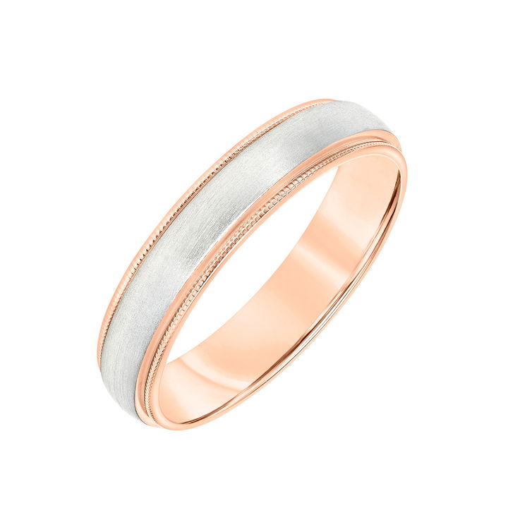 White Gold 14K Matte Milgrain Edge 5mm Wedding Band