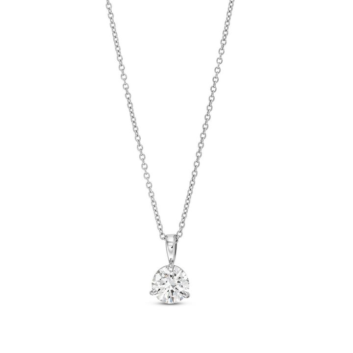 White Gold 14K Lab Grown Round Diamond Pendant