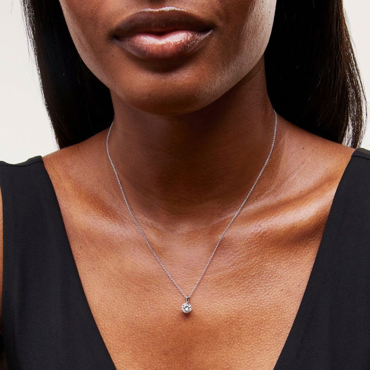 White Gold 14K Lab Grown Round Diamond Pendant