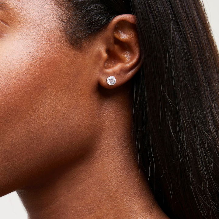 White Gold 14K Lab Grown Round Diamond Stud Earrings