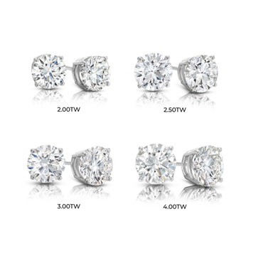 Four Prong Round Lab Grown Diamond Stud Earrings In White Gold 14K