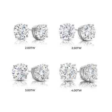 Four Prong Round Lab Grown Diamond Stud Earrings In White Gold 14K