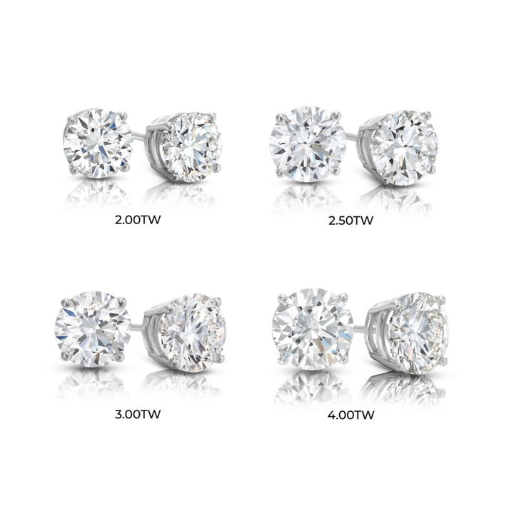 Four Prong Round Lab Grown Diamond Stud Earrings In White Gold 14K