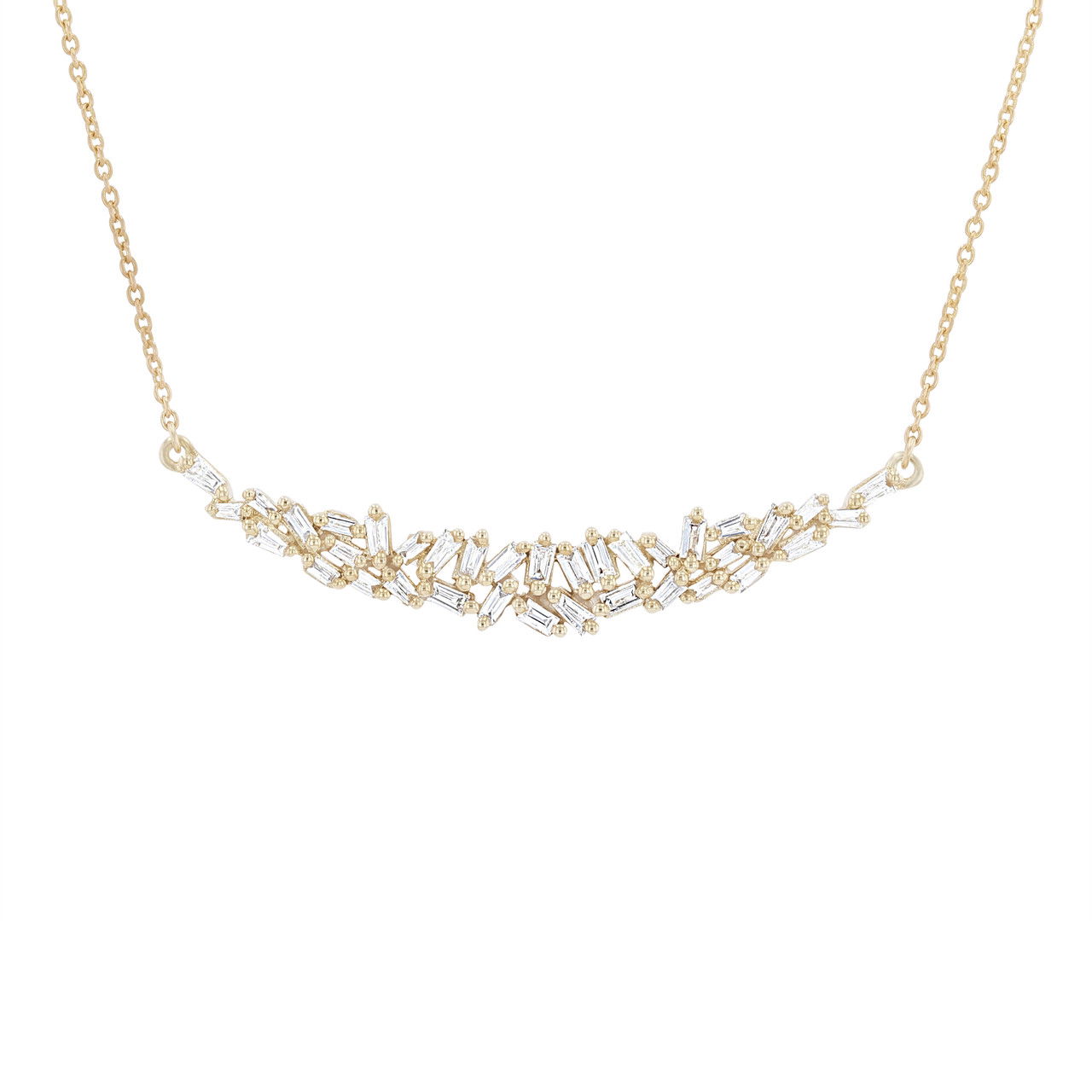 Baguette Diamond Curve Bar Pendant