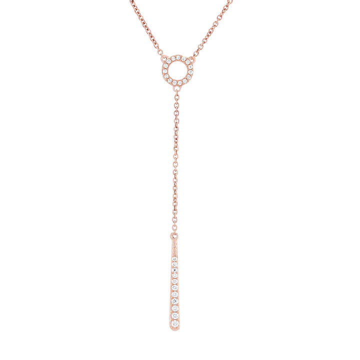 Diamond Accented "Y" Necklace In Rose Gold 14K