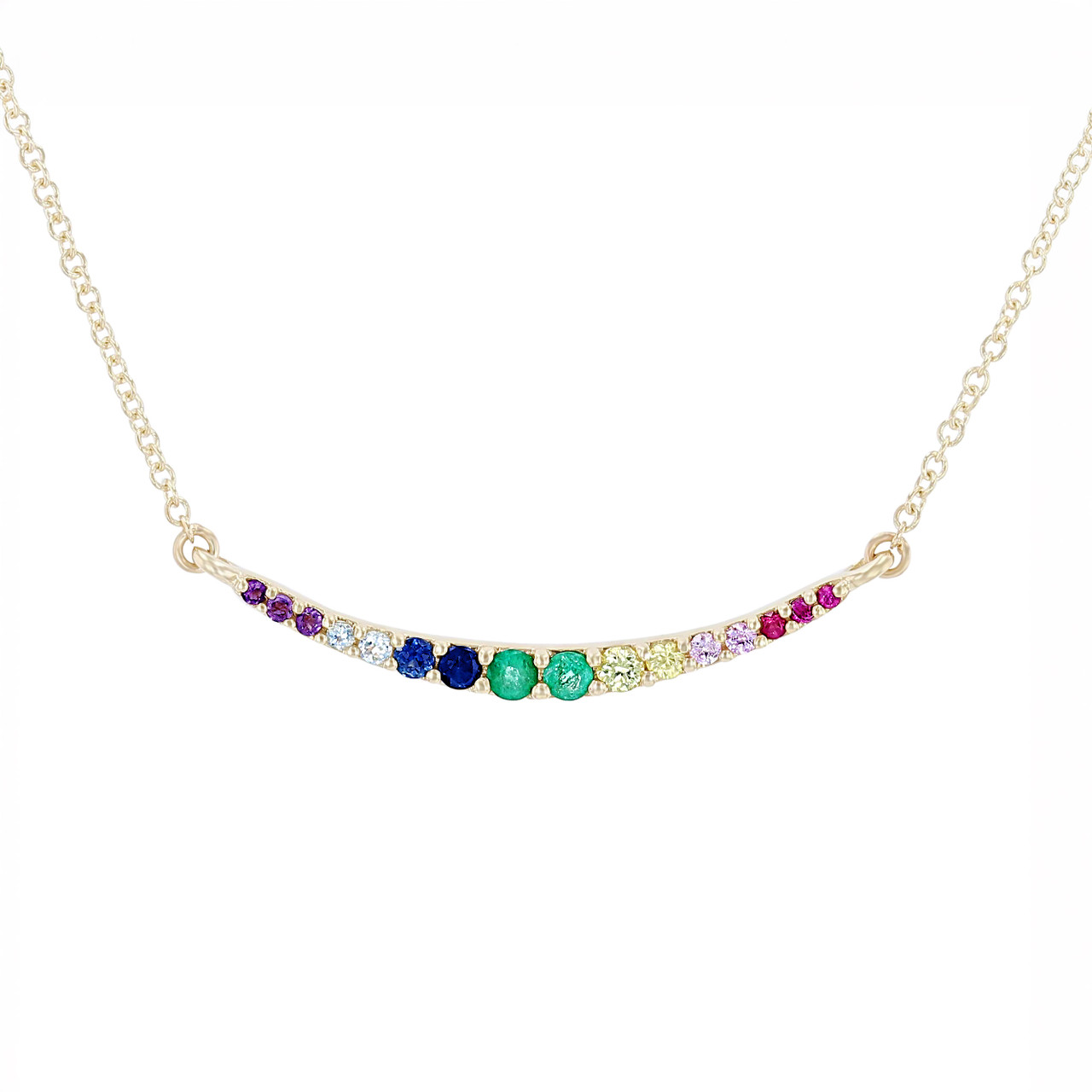 Rainbow Sapphire Curve Pendant