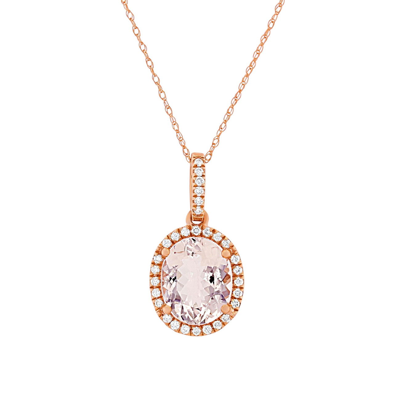 Morganite and Diamond Halo Pendant