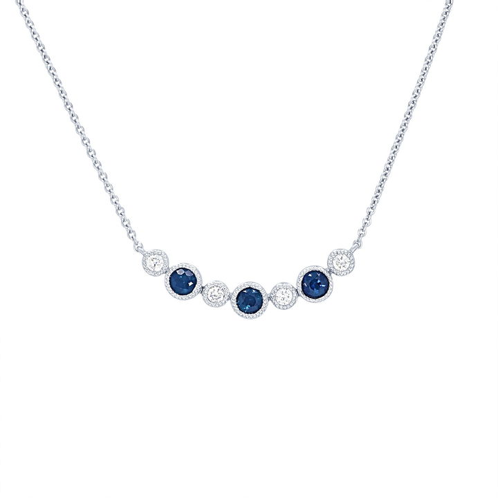 White Gold 14K Sapphire and Diamond Bezel Pendant