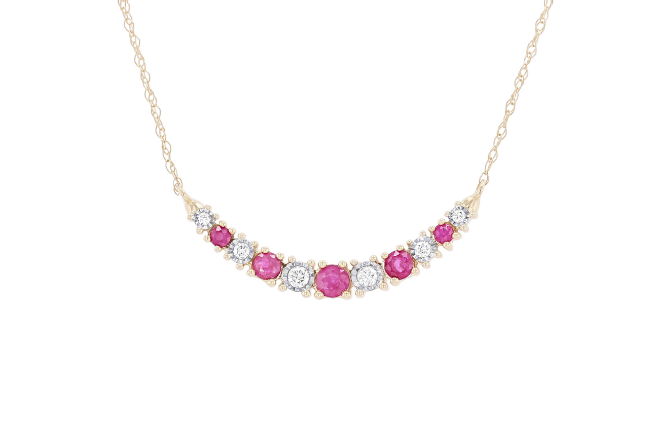 Ruby and Diamond Bar Necklace