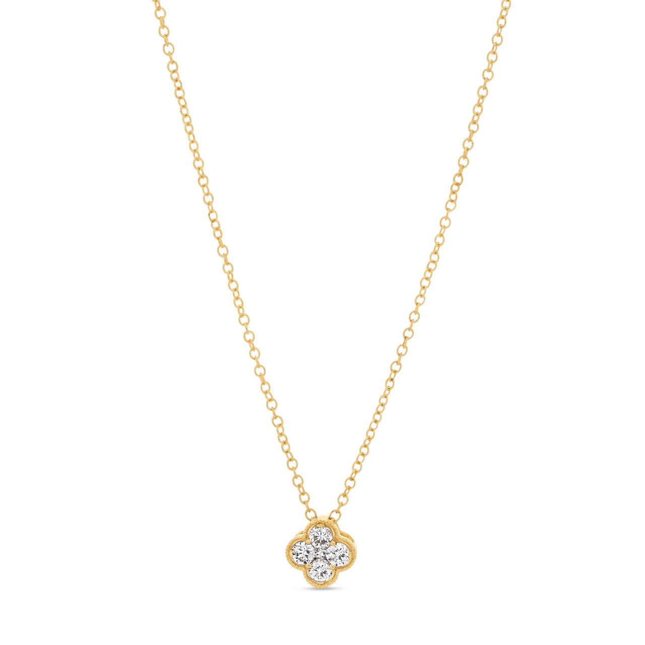 Milgrain Border Diamond Clover Pendant