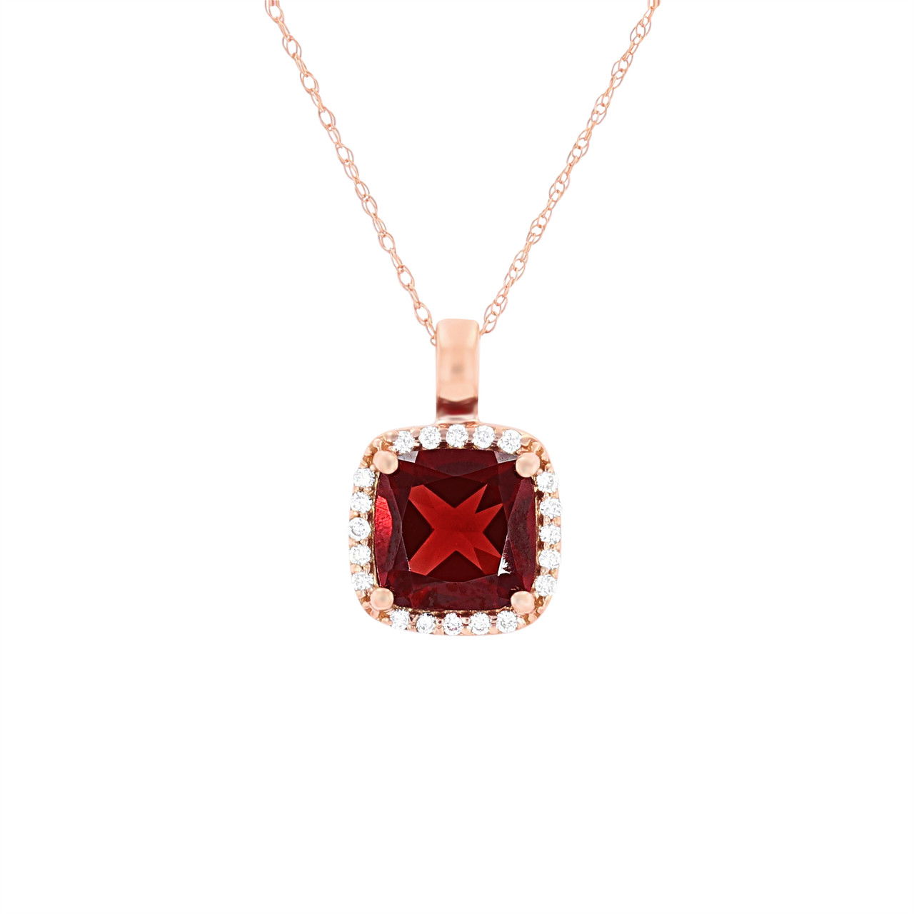 Garnet and Diamond Halo Pendant