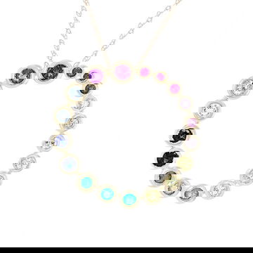 Rainbow Sapphire Circle Pendant