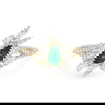 Emerald and Diamond Abstract Halo Ring