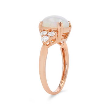 Opal and Diamond Cluster Ring