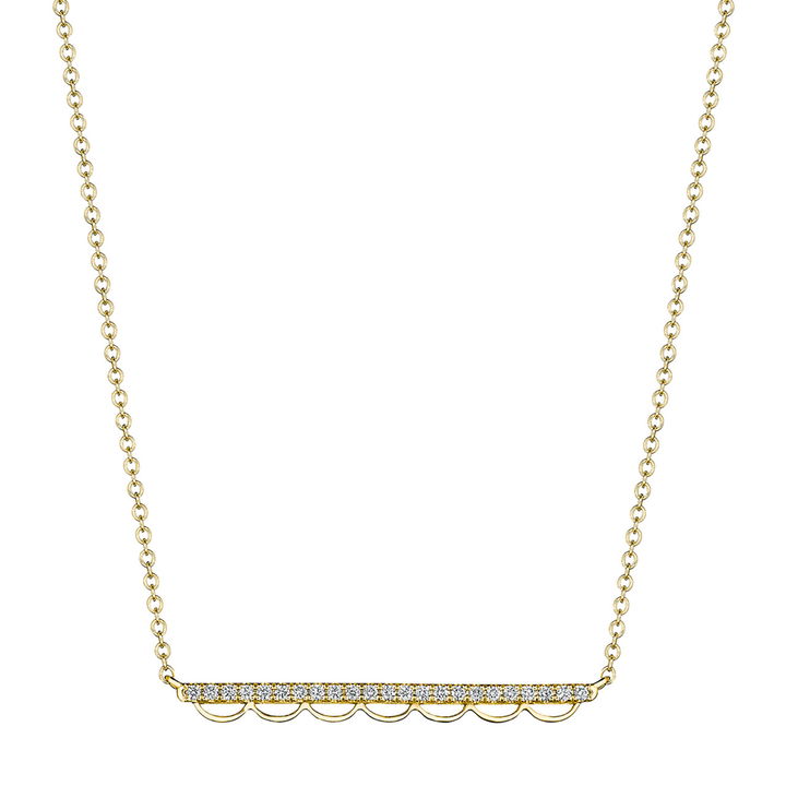 Yellow Gold Tacori Crescent Bar Diamond Pendant