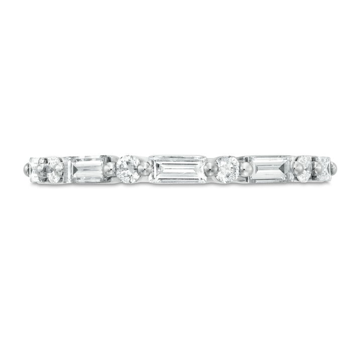 White Gold 14K Alternating Baguette and Round Diamond Wedding Band by Diamonds Direct Designs