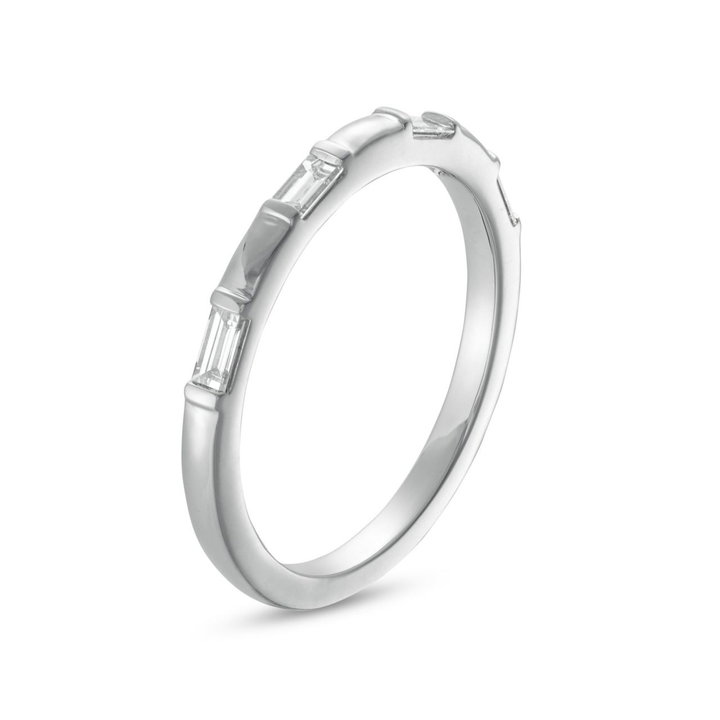 Baguette Diamond Segment Wedding Band by Adorette In White Gold 14K