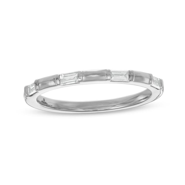 White Gold 14K Baguette Diamond Segment Wedding Band by Diamonds Direct Designs