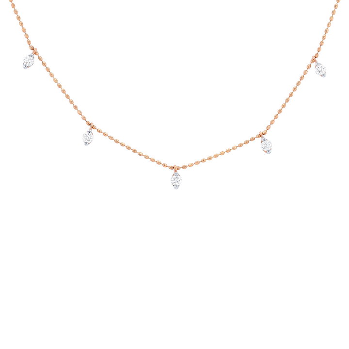 Diamond Station Necklace In Rose Gold 14K