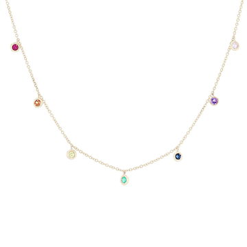 Rainbow Sapphire Station Necklace In Yellow Gold 14K