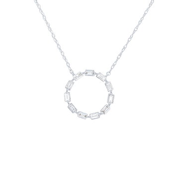 Baguette Diamond Circle Pendant In White Gold 14K