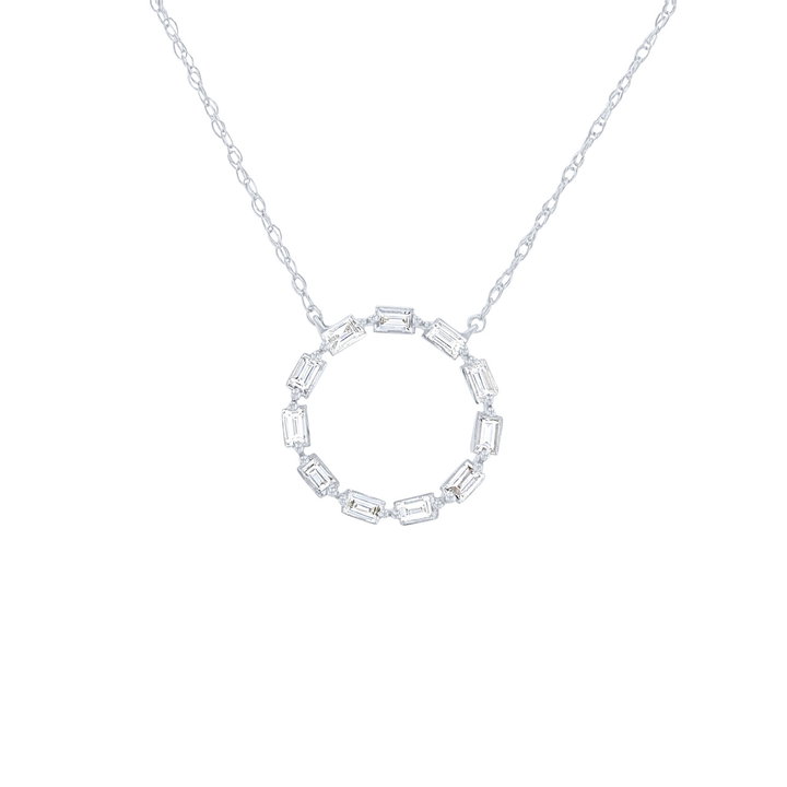 Baguette Diamond Circle Pendant In White Gold 14K