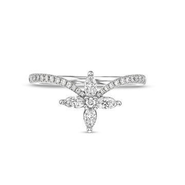Contour Floral Diamond Ring In White Gold 14K