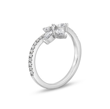 Contour Floral Diamond Ring In White Gold 14K