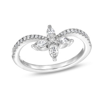 Contour Floral Diamond Ring In White Gold 14K
