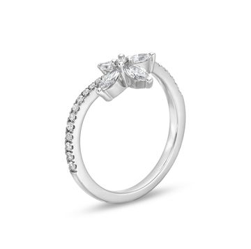 Contour Floral Diamond Ring In White Gold 14K