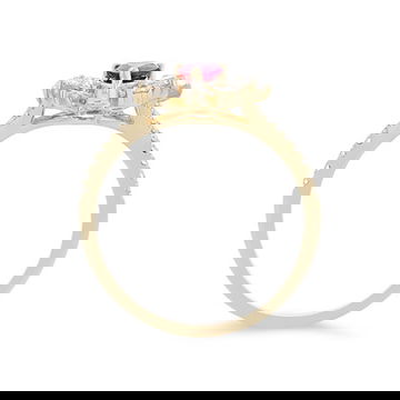 Ruby and Diamond Abstract Halo Ring