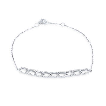 Diamond Geometric Link Bracelet In White Gold 14K