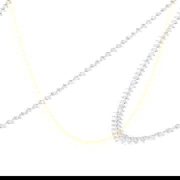 Three Prong Graduated Diamond Riviera Necklace