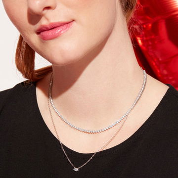 Three Prong Graduated Diamond Riviera Necklace